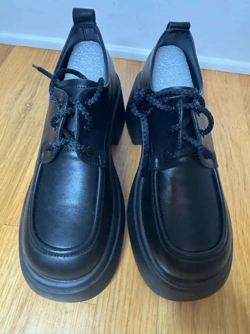 ALGF NEW Black Chunky Platform Oxford Shoes Size 7.5